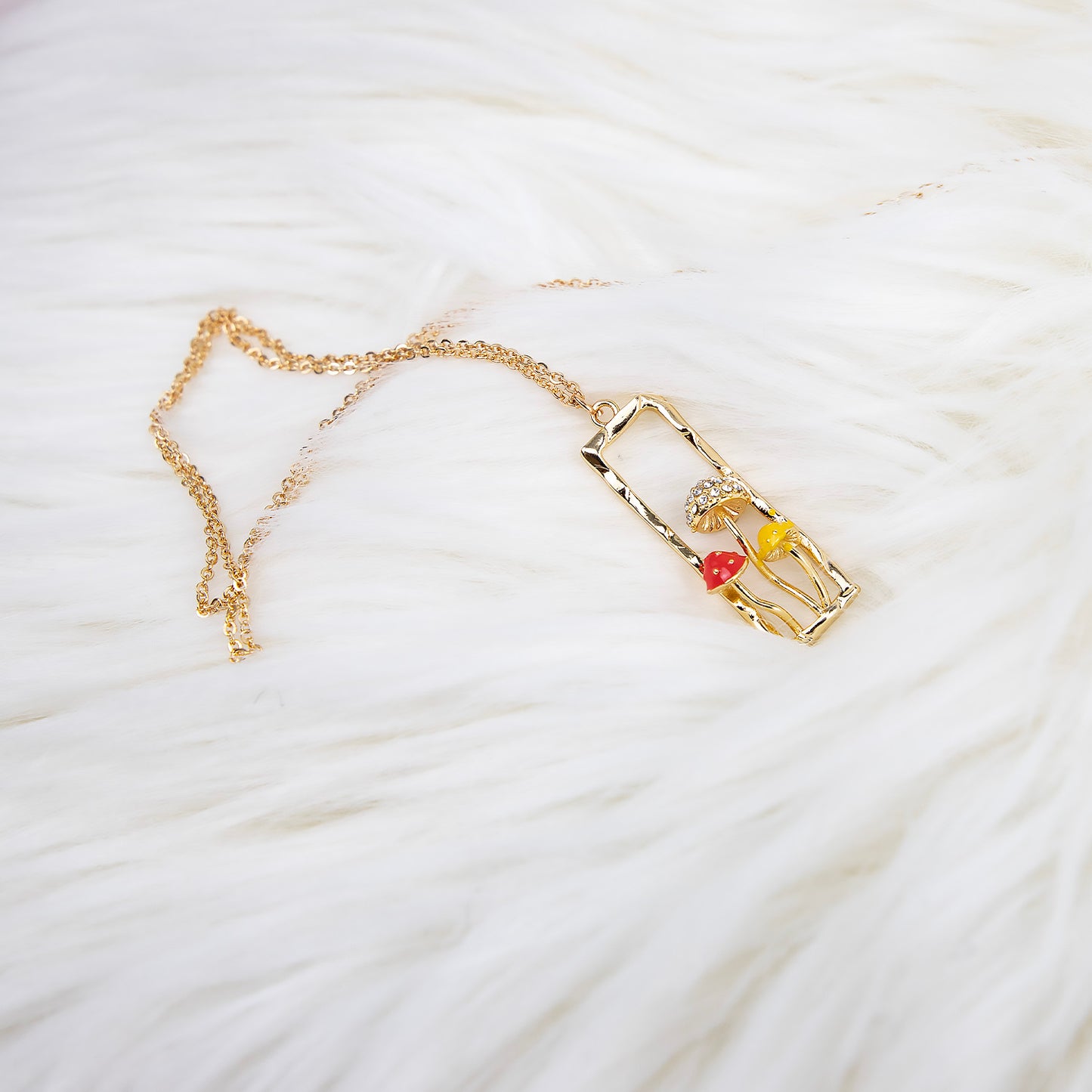 Mushroom Necklace Female Personality Fashion Drip Oil Diamond Niche Trend Clavicle Chain Jewelry