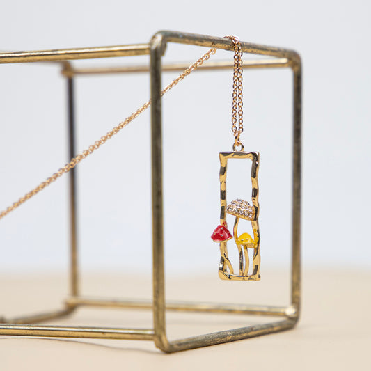 Mushroom Necklace Female Personality Fashion Drip Oil Diamond Niche Trend Clavicle Chain Jewelry