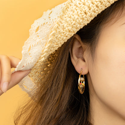 Cute Mushroom Earrings Chunky Gold Hoop Summer Jewelry Anime Kawaii Statement Unique Fun Aesthetic Boho Trendy Hypoallergenic earingings for women
